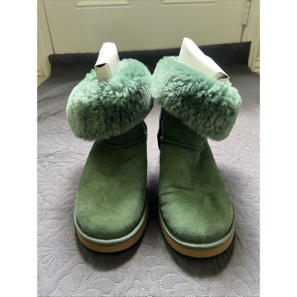 UGG W Bailey Button Emerald Green  Fur Boots Womens SZ US 7/UK 5.5 Glam Chic - Picture 8 of 16